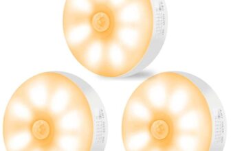 Motion Sensor Lights Indoor Rechargeable Wireless Wall Light LED (6000K, 3 Pack)