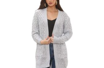 MyShoeStore Womens Chunky Cable Knit Cardigan with Pockets Open Front Sweater