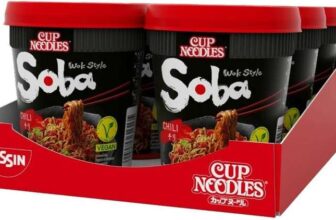 NISSIN Cup Noodles Soba Wok Style Chilli Flavoured Instant Noodles, 92g Pot (Pack of 8) (S&S £9.55)