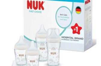 NUK Perfect Match Glass Baby Bottles, 0 Months, 120/230ml, 4-Pack
