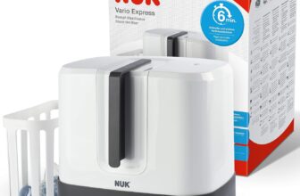 NUK Vario Express Bottle Steriliser Steam Sterilises up to 6 Baby Bottles & Accessories in 6 Minutes Auto Switch Off Removable Basket & Poles UK 3 Pin Plug