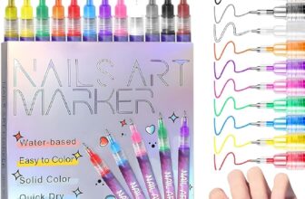 Nail Art Pens Set, 12 Colors Quick Dry Nail Art Markers with 0.5mm Fine Tip, DIY Graffiti Dotting Point Liner Pens, 3D Nail Polish Pens for Graffiti, Dotting, Liner & Painting, DIY Nails Art Tool