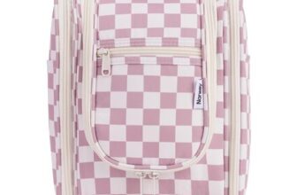 Narwey Hanging Toiletry Bag, Dusty Pink Checkerboard, Small