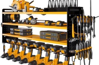 NattyDot Power Tool Organizer Wall Mount with Charging Station,Cordless Tool Organizer 8 Drill Holder