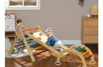 Natural AIYAPLAY 5-in-1 Toddler Climbing Frame with Ramp and Arch