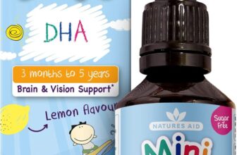 Natures Aid DHA Omega-3 Mini Drops for Babies & Kids 50ml Supports Brain & Vision Health Sugar-Free, Vegan, Gluten-Free, Non-GMO Growth Support for Children Age 0-5 Years Old Dropper Included