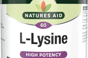 Natures Aid L-Lysine 1000mg High Strength Essential Amino Acid Supports Immune System, Muscle Recovery, Collagen, Bone Health & Energy Vegan, Gluten-Free – 60 Tablets