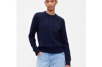 Navy Blue Cotton Cable Knit Jumper