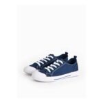 Navy Canvas Lace-up Trainers