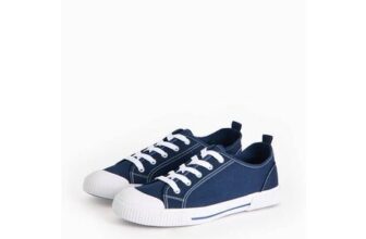 Navy Canvas Lace-up Trainers