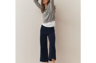 Navy Cord Wide Leg Cropped Trousers