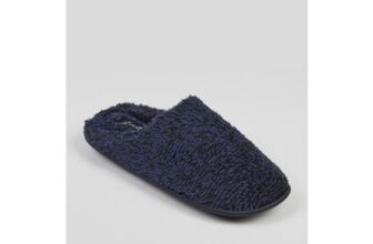 Navy Fluffy Mule Slippers