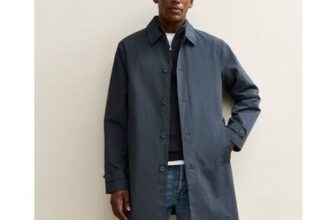 Navy Regular Fit Button Front Car Coat