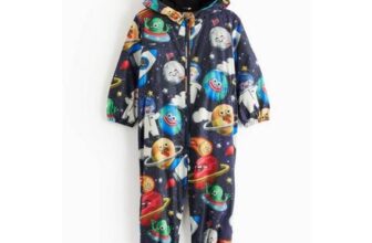 Navy Space Print Fleece Lined Puddle Suit