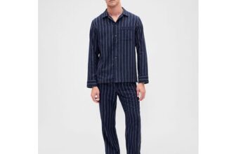 Navy Stripe Holly Christmas Pyjamas