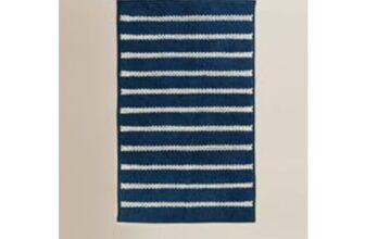 Navy Woven Stripe Bath Mat Price