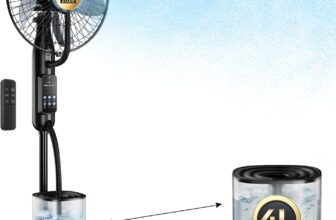 NebulaFlow Mist Fan, 2026 Upgraded 4L Large Water Tank Mister Cooling Fan, 5 Speeds 3 Modes Misting Standing Fan, Pedestal Fan with Remote, Oscillating Floor Fan for Bedroom, Home, Office, Patio