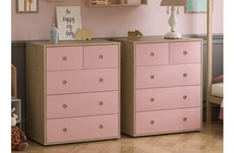 Neptune 5 Drawer Chest of Drawers X2 Pink and Oak