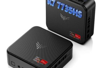 NiPoGi E3B Mini PC AMD Ryzen 7 7735HS(up to 4.75GHz 8C/16T) Mini Computer 24GB LPDDR5 512GB SSD Mini PC Windows 11 Pro Radeon 680M Graphics