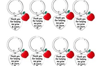 Nimteve 8 Pcs Stainless Steel Teacher Appreciation Keyrings