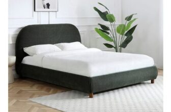 Nova Olive Double Boucle Upholstered Bed Frame with Headboard