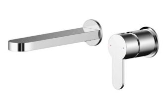 Nuie Chrome Wall Mounted 2 Tap Hole Basin Mixer