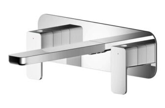 Nuie Windon Chrome Wall Mounted 3 Tap Hole Basin Mixer with Plate