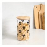 OHS Bow Plastic round Storage Container with Bamboo Lid (Clear/Black)
