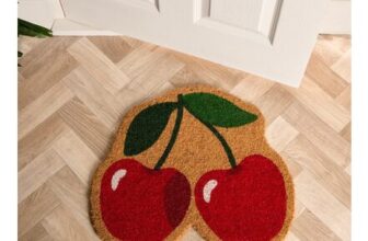 OHS Cherry Shape Print Coir Mat – Red/Natural