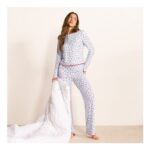 OHS Chilli Print Lettuce Edge Pyjama Set, Baby Blue
