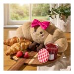 OHS Chloe The Bow Croissant Cushion – Natural/Hot Pink