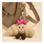 OHS Chloe The Bow Croissant Keyring – Natural/Hot Pink