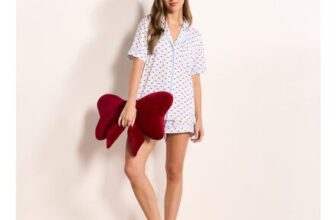OHS Heart Stripe Piped Jersey Short Pyjama Set Blue