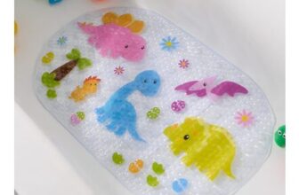 OHS Kids Dino Print PVC Bath Mat – Clear