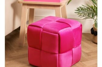 OHS Matte Velvet Footstool – Hot Pink