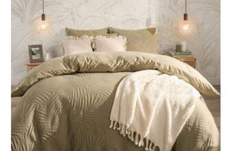 OHS Palms Quilted Leaf Duvet Set Sage