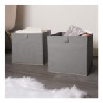 OHS Plain Cube Storage Boxes, Charcoal, 2-Pack