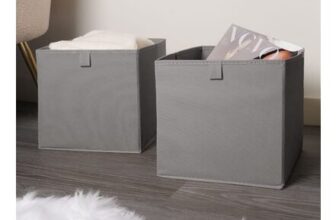OHS Plain Cube Storage Boxes, Charcoal, 2-Pack