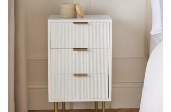 OHS Ribbed 3-Drawer Bedside Table – White