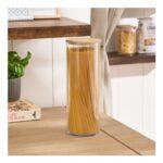 OHS Tall round Plastic Storage Container with Bamboo Lid