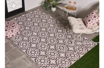 OHS Tile Print Reversible Outdoor Rug, Natural – 120 X 170cm