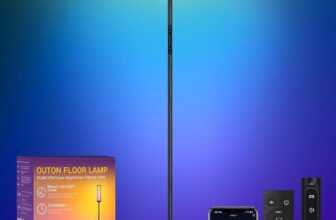 OUTON RGB Corner Floor Lamp, 1500LM LED Lamp with Touch & APP & Remote Control, 32 Scene Modes & Music Sync, Dimmable Ultra Bright Standing Lamp for Living Room, Bedroom, Gaming Room