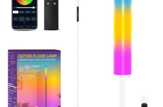 OUTON RGB Corner Floor Lamp, 1500LM LED Lamp with Touch & APP & Remote Control, 32 Scene Modes & Music Sync, Dimmable Ultra Bright Standing Lamp for Living Room, Bedroom, Gaming Room, White
