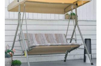 OUTSUNNY 3-Person Porch Swing Chair Outdoor Canopy Light Brown