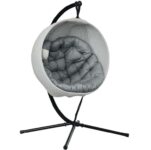 OUTSUNNY Hanging Egg Chair Outdoor Indoor Swing Chair, Folding Basket, Grey – Sold & Delivered by MH Star