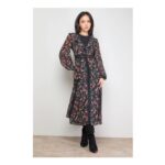 Oasis Petite Chiffon Printed Lace Trim Detail Ruffle Midi Dress