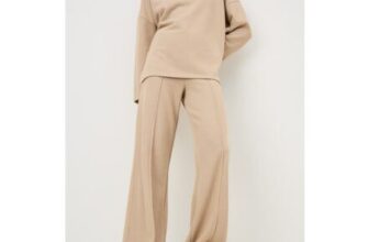 Oatmeal Soft Touch Wide Leg Co Ord Trousers