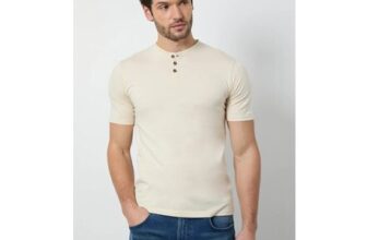 Off White Grandad Neck T-Shirt