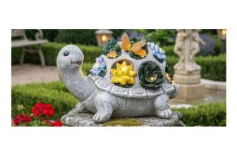 Offer Cute Turtle Garden Ornament with Lights & Succulents Solar