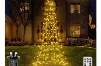 Ollny 1.8m Outdoor Christmas Lights, 202 LEDs, IP44 Waterproof Plug